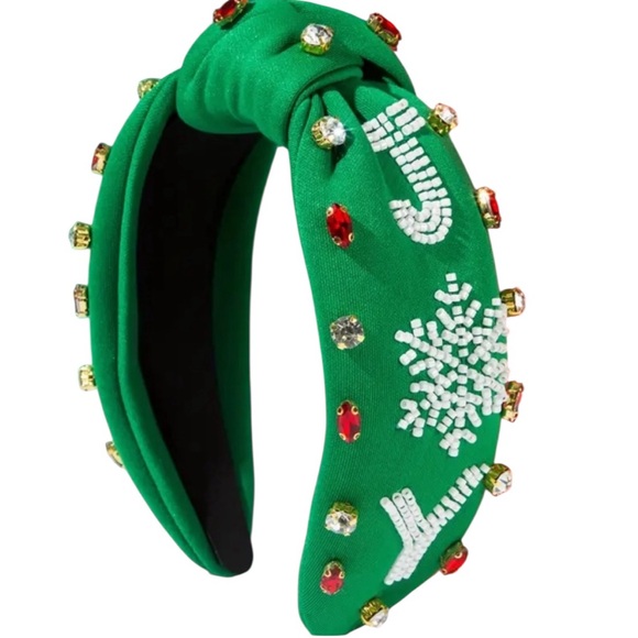 Accessories - Green Christmas Rhinestone Joy Headband